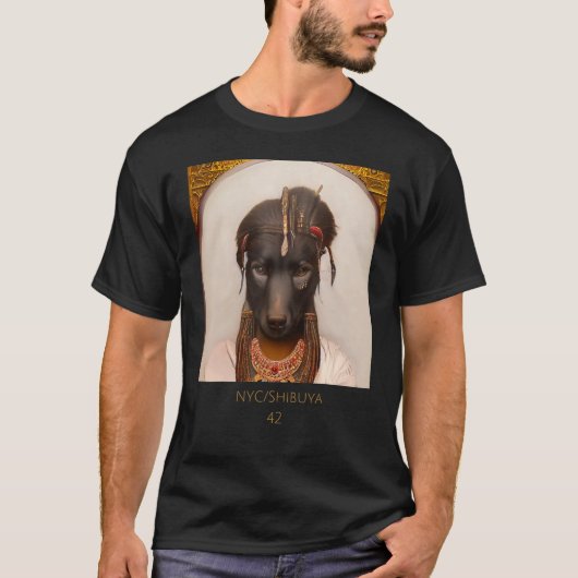 Cute cuddly   face portrait of an Ancient dog as C Tシャツ (正面)