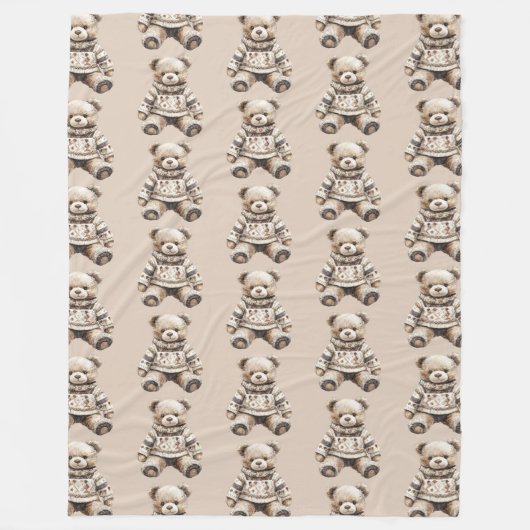 Cute & Cuddly Teddy Bear フリースブランケット (正面)