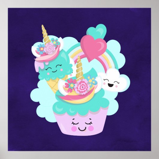 Cute Cupcake and Happy Ice Cream ポスター (正面)