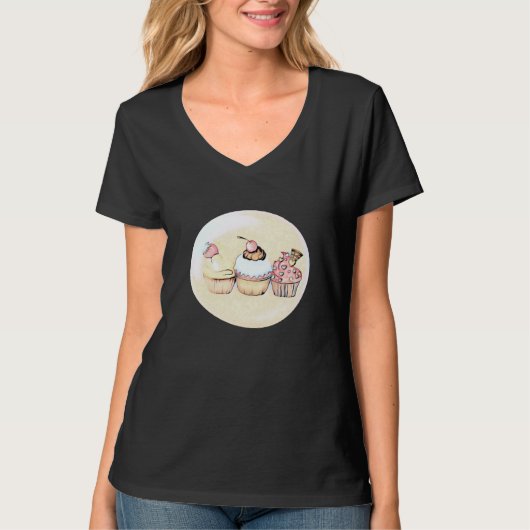 Cute Cupcake Bakery Cake Baking Tシャツ (正面)