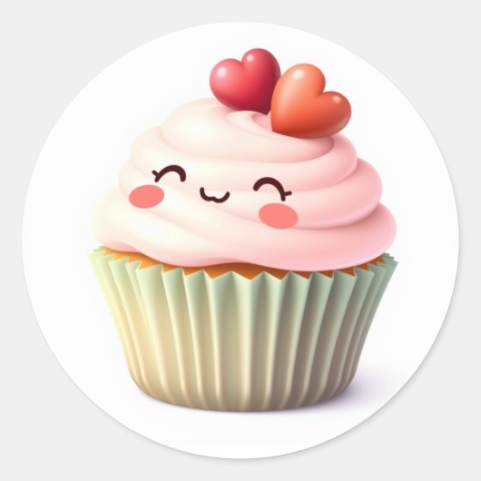 Cute Cupcake Stickers ラウンドシール (正面)