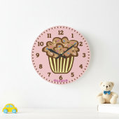 Cute Cupcake with Custom Name Wall Clock ラージ壁時計