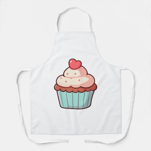 Cute Cupcake with Heart Topper エプロン (正面)
