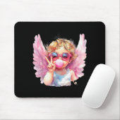 Cute Cupid Blowing Bubble Gum Sungles Valentines D マウスパッド (マウス)