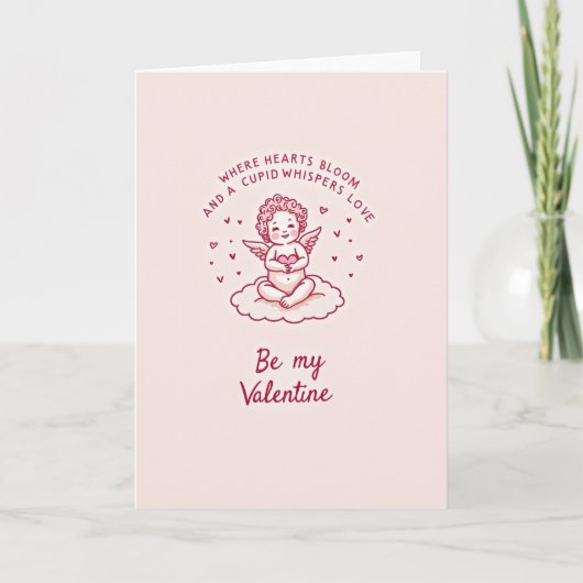 Cute Cupid Valentine Heart Card カード (正面)
