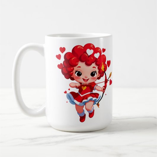 Cute Cupid With Bow And Arrow コーヒーマグカップ (左)