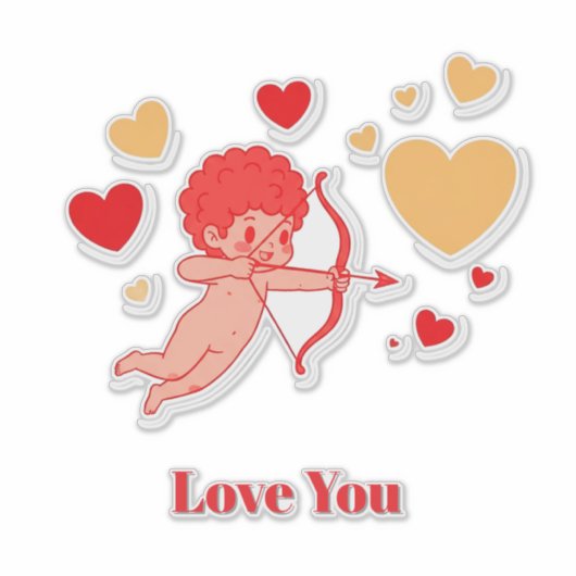 Cute Cupid With Bow And Arrow シール (正面)