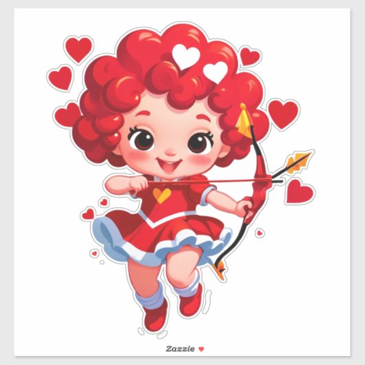 Cute Cupid With Bow And Arrow シール (シート)