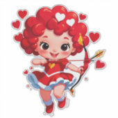 Cute Cupid With Bow And Arrow シール (正面)