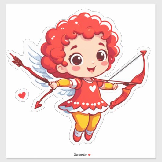 Cute Cupid With Bow And Arrow シール (シート)