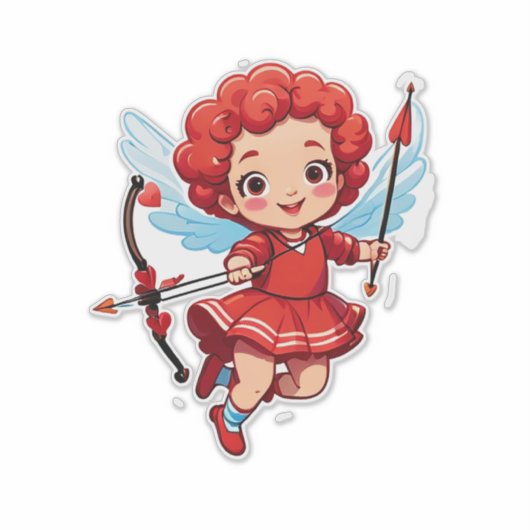 Cute Cupid With Bow And Arrow シール (正面)