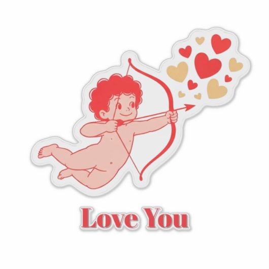 Cute Cupid With Bow And Arrow シール (正面)