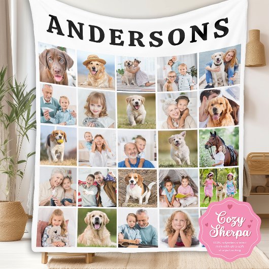 Cute Custom 25 Photos Collage Family Pets Dog Kids シェルパブランケット
