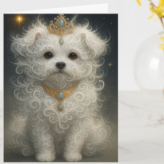 Cute Custom Adorable Maltese Dog Hi and Hello Card カード