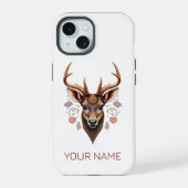 Cute Custom Animal Phone Case. Deer Head. Brown iPhone 15ケース (裏面)