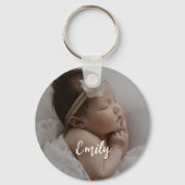 Cute Custom Baby Photo  Name Keychain キーホルダー (裏面)