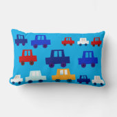 Cute Custom Blue Little Cars Boy's Throw ランバークッション (正面)
