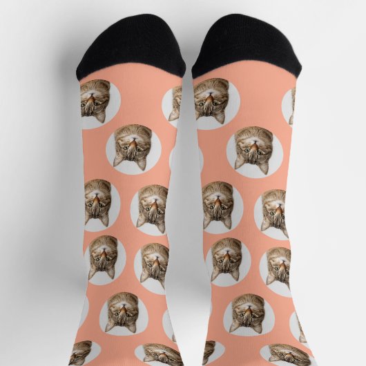Cute Custom Cat Photo Socks ソックス (上部)
