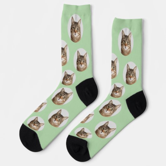 Cute Custom Cat Photo Socks ソックス (左)