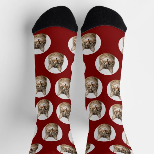 Cute Custom Cat Photo Socks ソックス (上部)