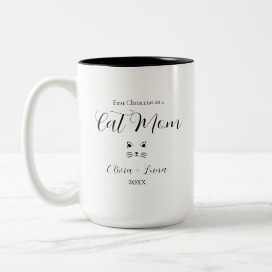 Cute Custom Coffee Cup for Kitten Lovers ツートーンマグカップ (左)