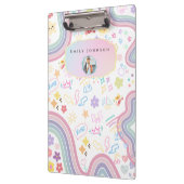 Cute Custom Kid Name & Photo Colorful  クリップボード (左)