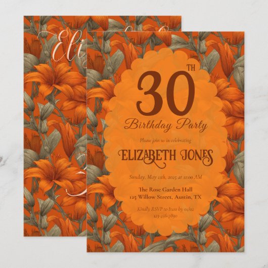 Cute Custom Lilies Themed Girl’S Birthday 招待状 (正面/裏面)