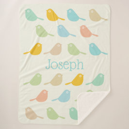 Cute Custom Little Birds Pastel Colors Boy's シェルパブランケット