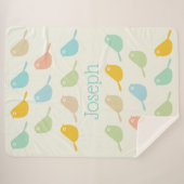 Cute Custom Little Birds Pastel Colors Boy's シェルパブランケット (正面(横))