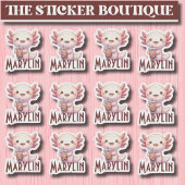 Cute Custom Name Adorable Axolotl Boba Tea シール