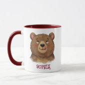 Cute Custom Name Bear Woodland Animal Kids マグカップ (左)