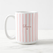 Cute Custom Name Blush Pink Stripes Girly コーヒーマグカップ (左)