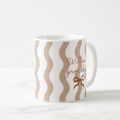Cute Custom Name Bow Curvy Stripes Coffee Mug コーヒーマグカップ (正面右)