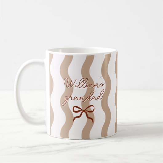 Cute Custom Name Bow Curvy Stripes Coffee Mug コーヒーマグカップ (左)