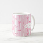 Cute Custom Name Bow Stripes Coffee Mug コーヒーマグカップ (正面右)
