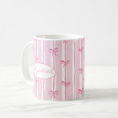 Cute Custom Name Bow Stripes Coffee Mug コーヒーマグカップ (正面左)