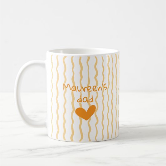Cute Custom Name Curvy Pattern Coffee Mug コーヒーマグカップ (左)