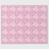 Cute Custom Name Holiday Retro Pink Christmas ラッピングペーパー (フラット)