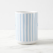 Cute Custom Name Light Blue Stripes Girly コーヒーマグカップ (中央)