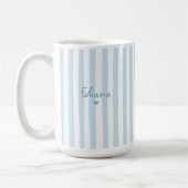 Cute Custom Name Light Blue Stripes Girly コーヒーマグカップ (左)