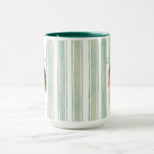 Cute Custom Name Light Green Stripes Coffee Mug マグカップ (中央)