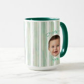 Cute Custom Name Light Green Stripes Coffee Mug マグカップ (正面右)