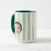 Cute Custom Name Light Green Stripes Coffee Mug マグカップ (正面左)