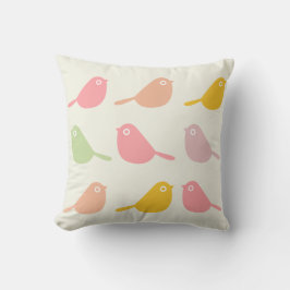 Cute Custom Name Little Birds Pastel Colors クッション