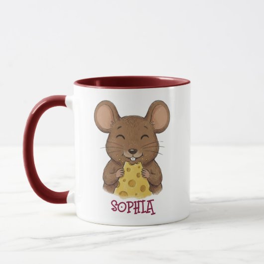 Cute Custom Name Mouse Woodland Animal Kids マグカップ (左)