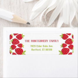 Cute Custom Name Red Strawberry Return Address ラベル