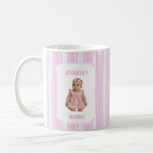 Cute Custom Name Stripes Coffee Mug コーヒーマグカップ (左)