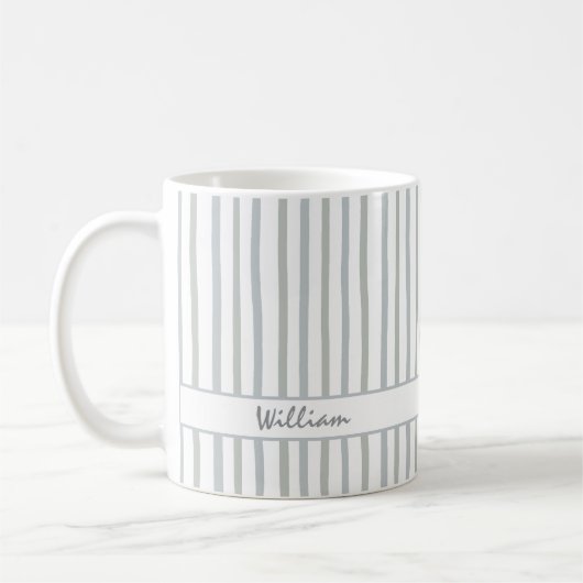 Cute Custom Name Stripes Pattern Coffee Mug コーヒーマグカップ (左)