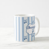 Cute Custom Name Stripes Pattern Coffee Mug コーヒーマグカップ (正面右)