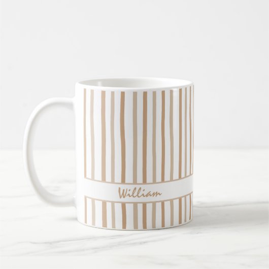 Cute Custom Name Stripes Pattern Coffee Mug コーヒーマグカップ (左)